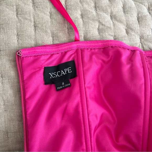 XSCAPE Women’s Women's Pink Bow-trim Ruched Strapless Gown size 4 - Picture 13 of 15